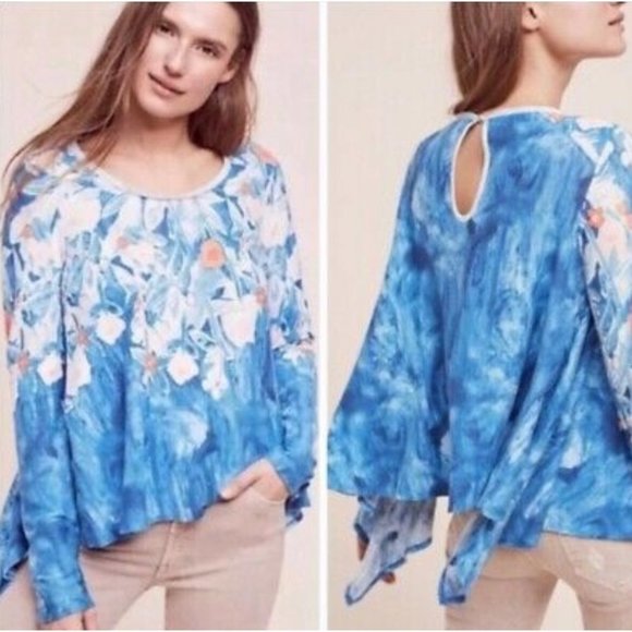 Anthropologie Blue Meadow Rue Top -- Medium - Picture 1 of 7